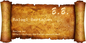 Balogi Bertalan névjegykártya